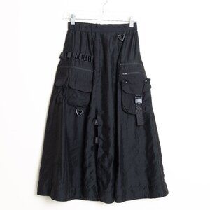 Initial Black Utility Cargo Midi Skirt Black Harajuku Grunge XS/ S 150/60A